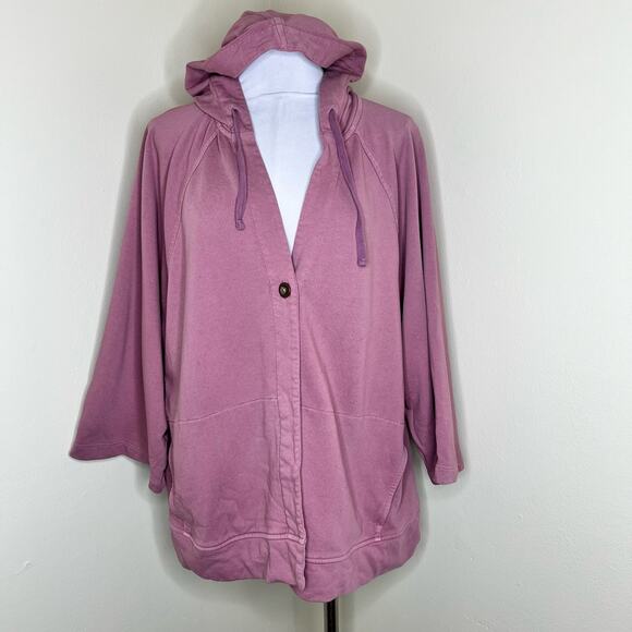 J. Jill Pure Jill Kimono Jacket LARGE Garment Dyed French Terry Beach Cotton - Picture 3 of 10